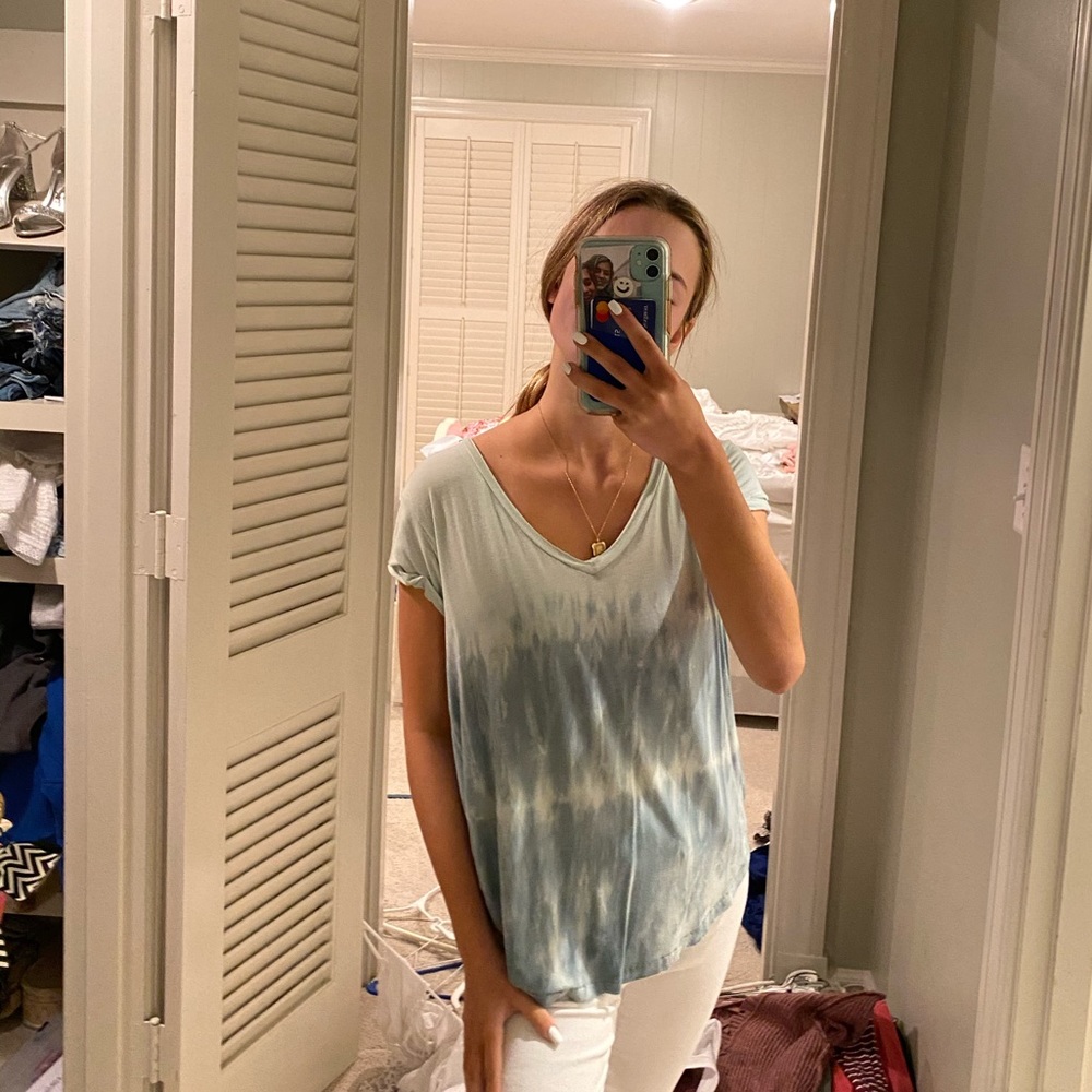 green and blue tie dye soft and sexy top